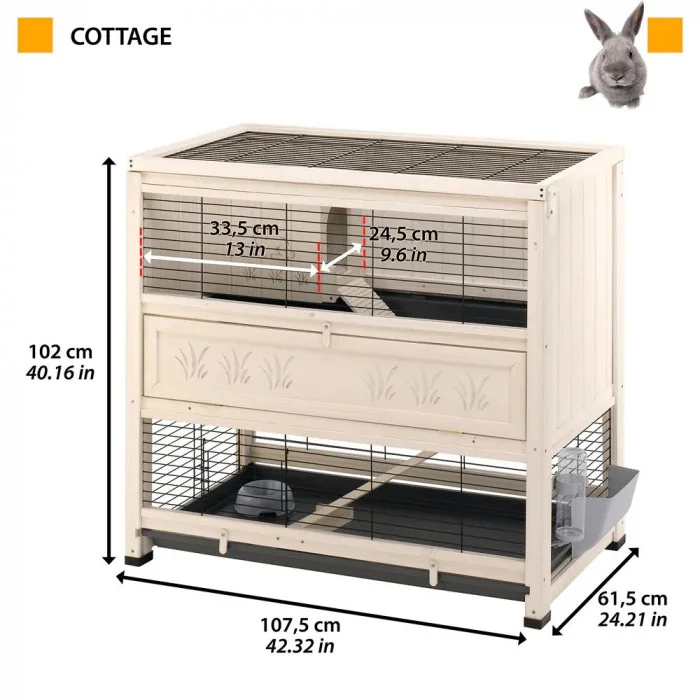 Клітка дерев'яна для кроликів CAGE COTTAGE 107,5 x 61,5 x h 102 cm