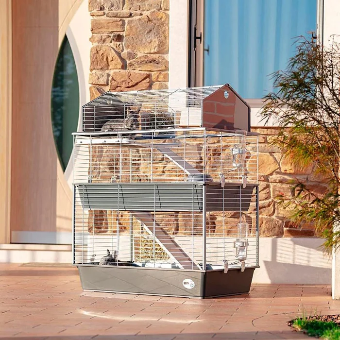 Трирівнева клітка для кроликів CAGE BARN 100 DOUBLE WHITE з аксесуарами 95 x 57 x h 121 cm - Зображення 2