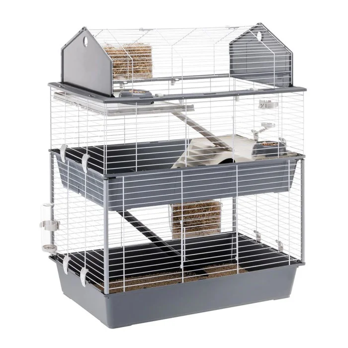 Трирівнева клітка для кроликів CAGE BARN 100 DOUBLE WHITE з аксесуарами 95 x 57 x h 121 cm - Зображення 5