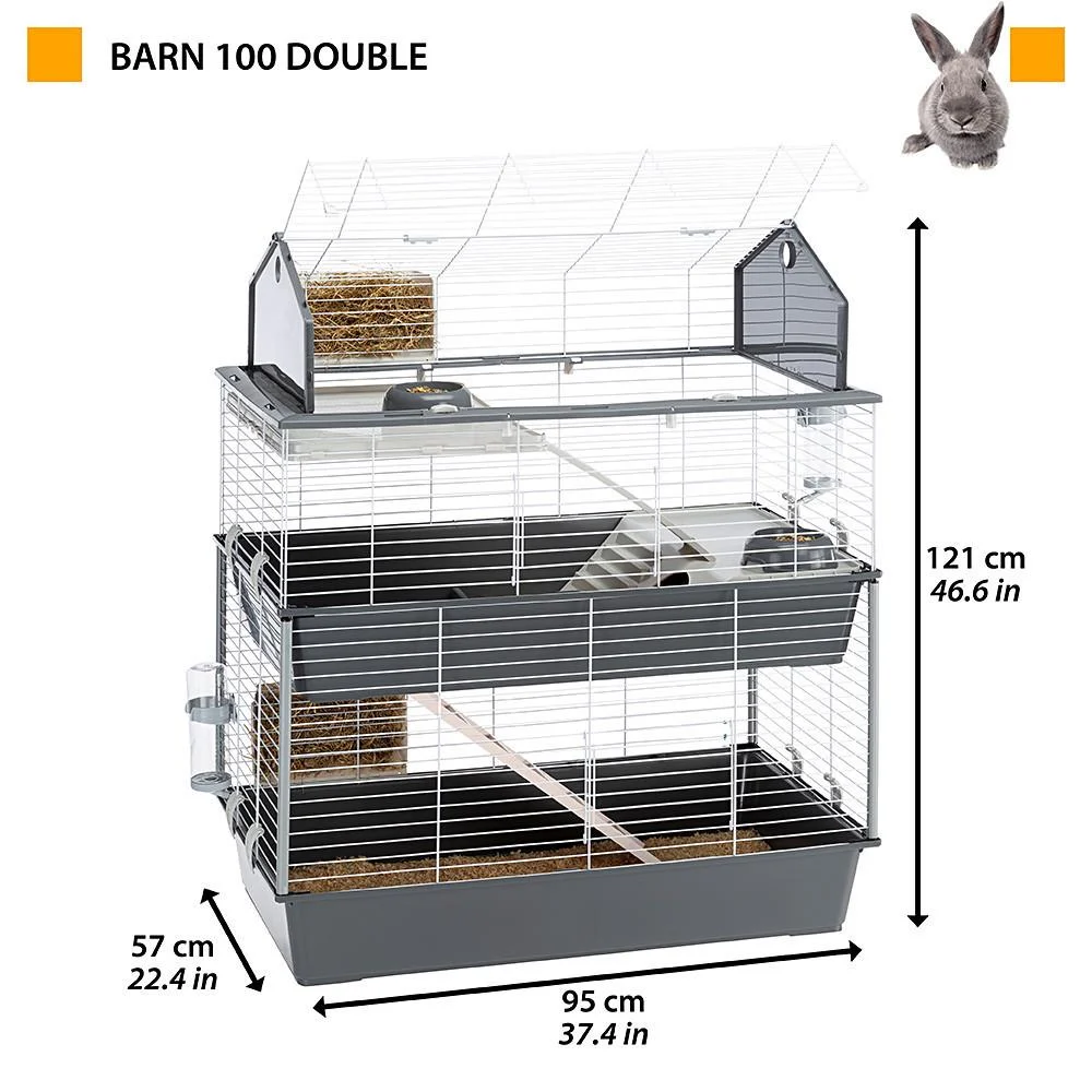 Трирівнева клітка для кроликів CAGE BARN 100 DOUBLE WHITE з аксесуарами 95 x 57 x h 121 cm