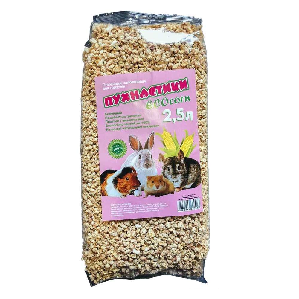 Кукурудзяний наповнювач для гризунів та кішок "Пухнастики" ECOcorn, 2,5л